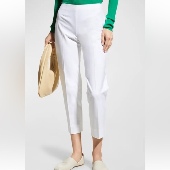 Piazza Sempione Pants - Piazza Sempione Audrey Straight-Leg Cropped Pants white flat front EU 48/14